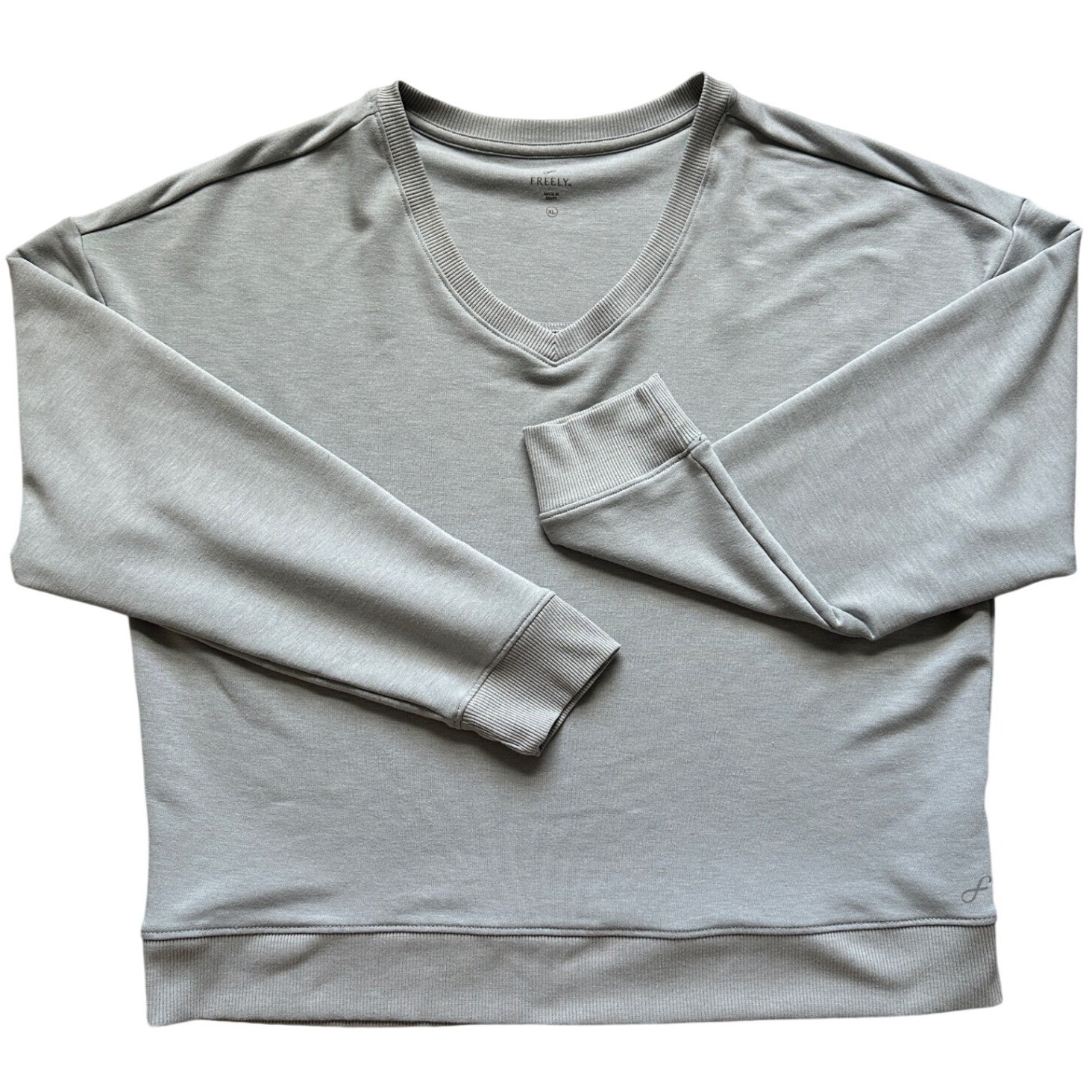 Freely V-Neck Relaxed Sweatshirt XL Gray Lightweight Comfy Sustainable Fabric