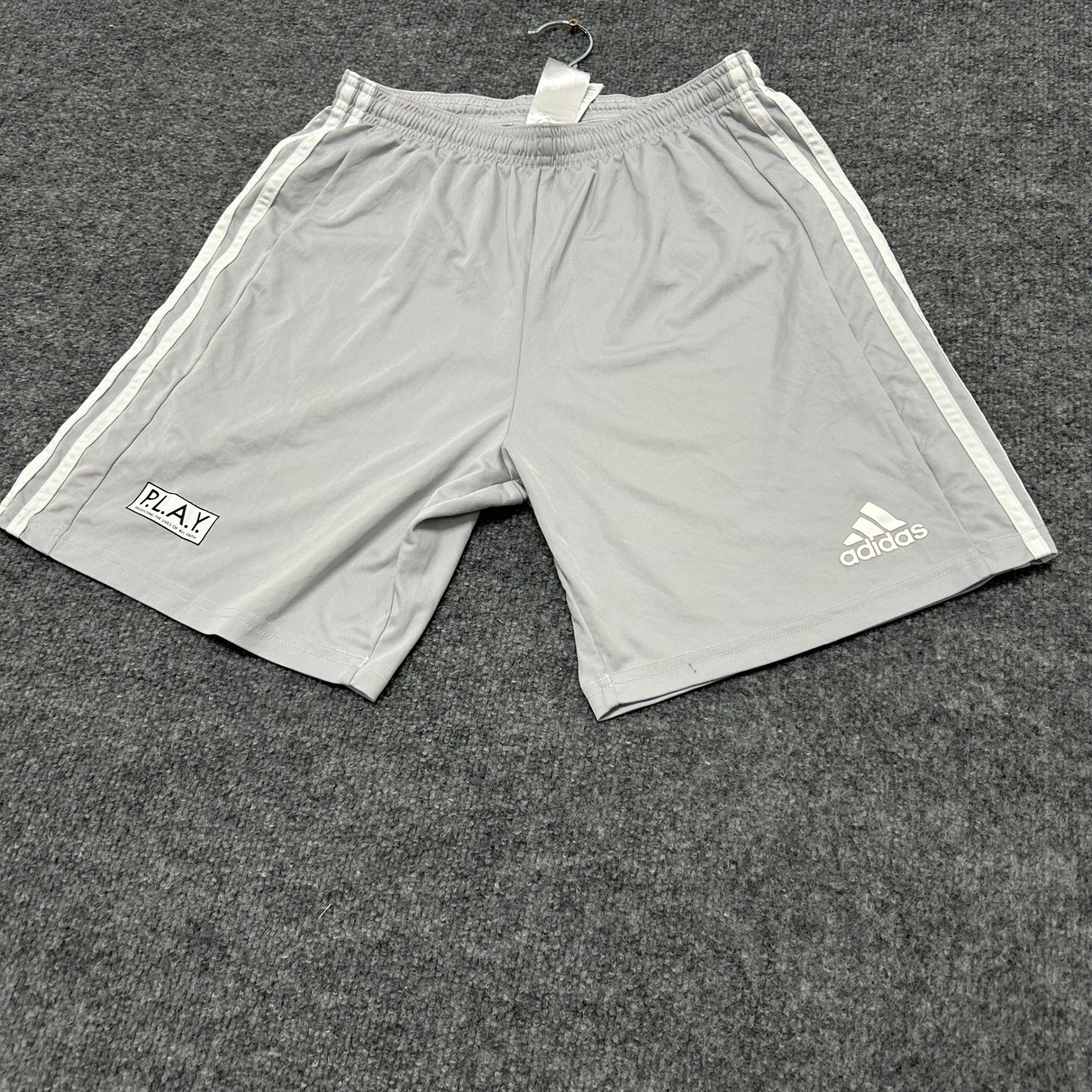 Adidas Shorts Mens Size M Grey 3-Stripe Athletic Gym Casual Elastic Waist