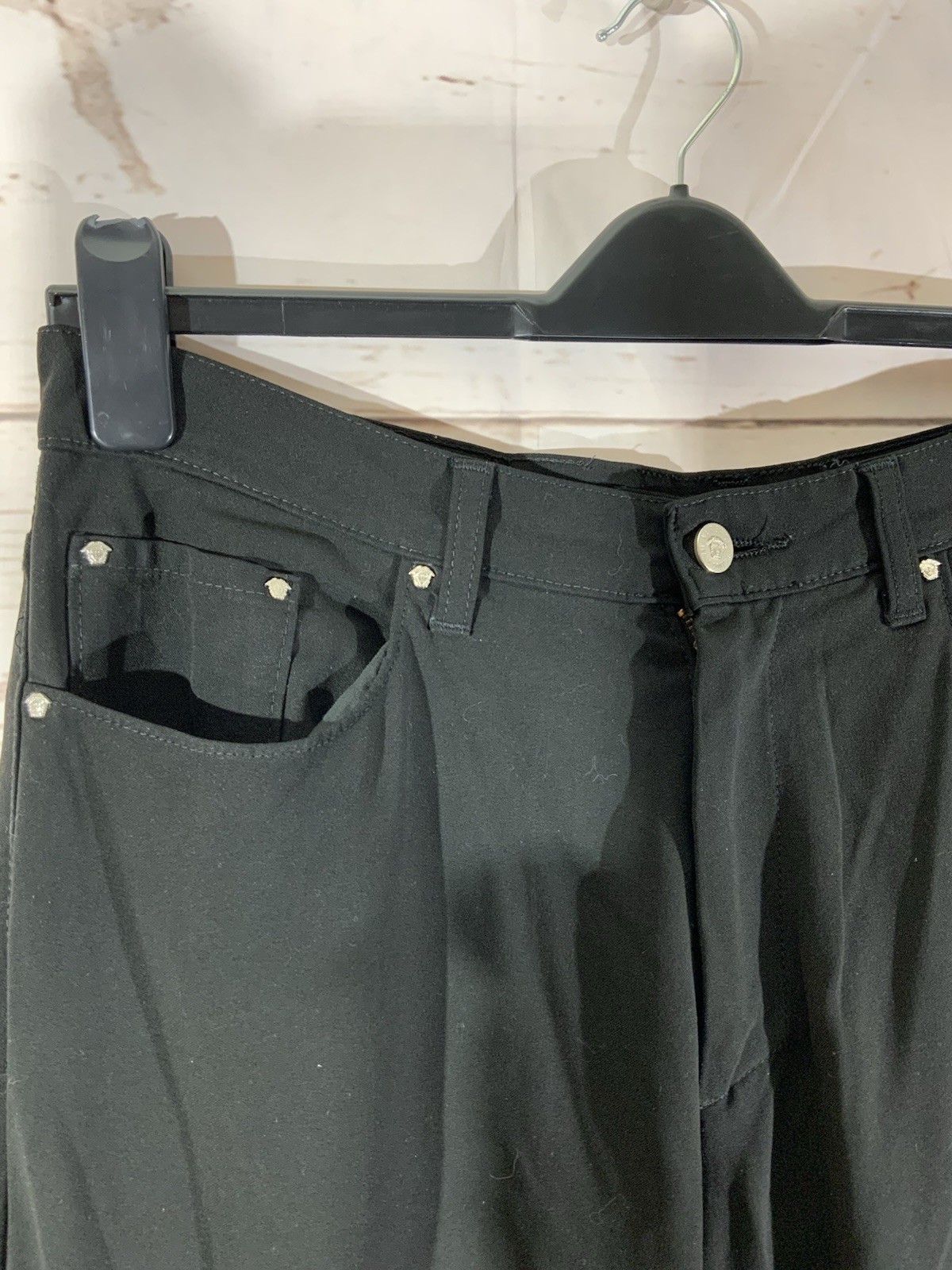 VERSACE Jeans Couture, Womens Black Trousers Size 30/50 Made In Italy (A14)