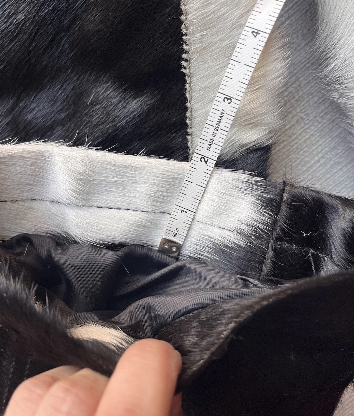 Genuine Western Cowhide Leather Pants Black & White Fur Size 32