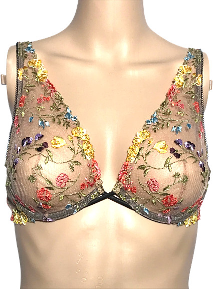 $70 VICTORIAS SECRET DREAM ANGELS UNLINED PLUNGE BRA FLORAL EMBROIDERED LACE NWT