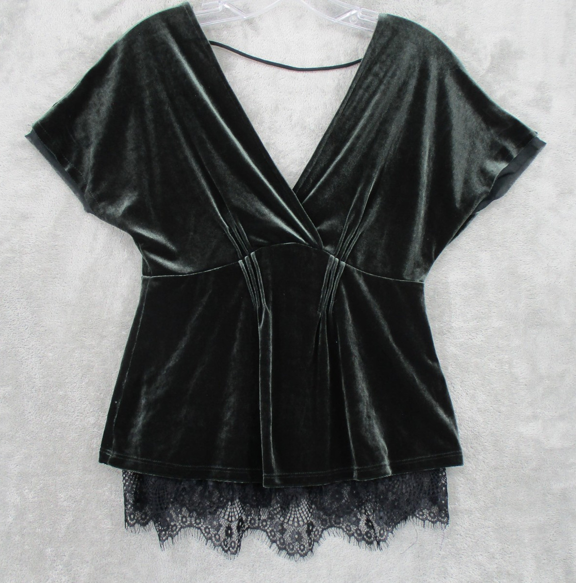 Willow & Clay Blouse Womens Medium Velvet Lace Hem Whimsigoth Babydoll Witchy