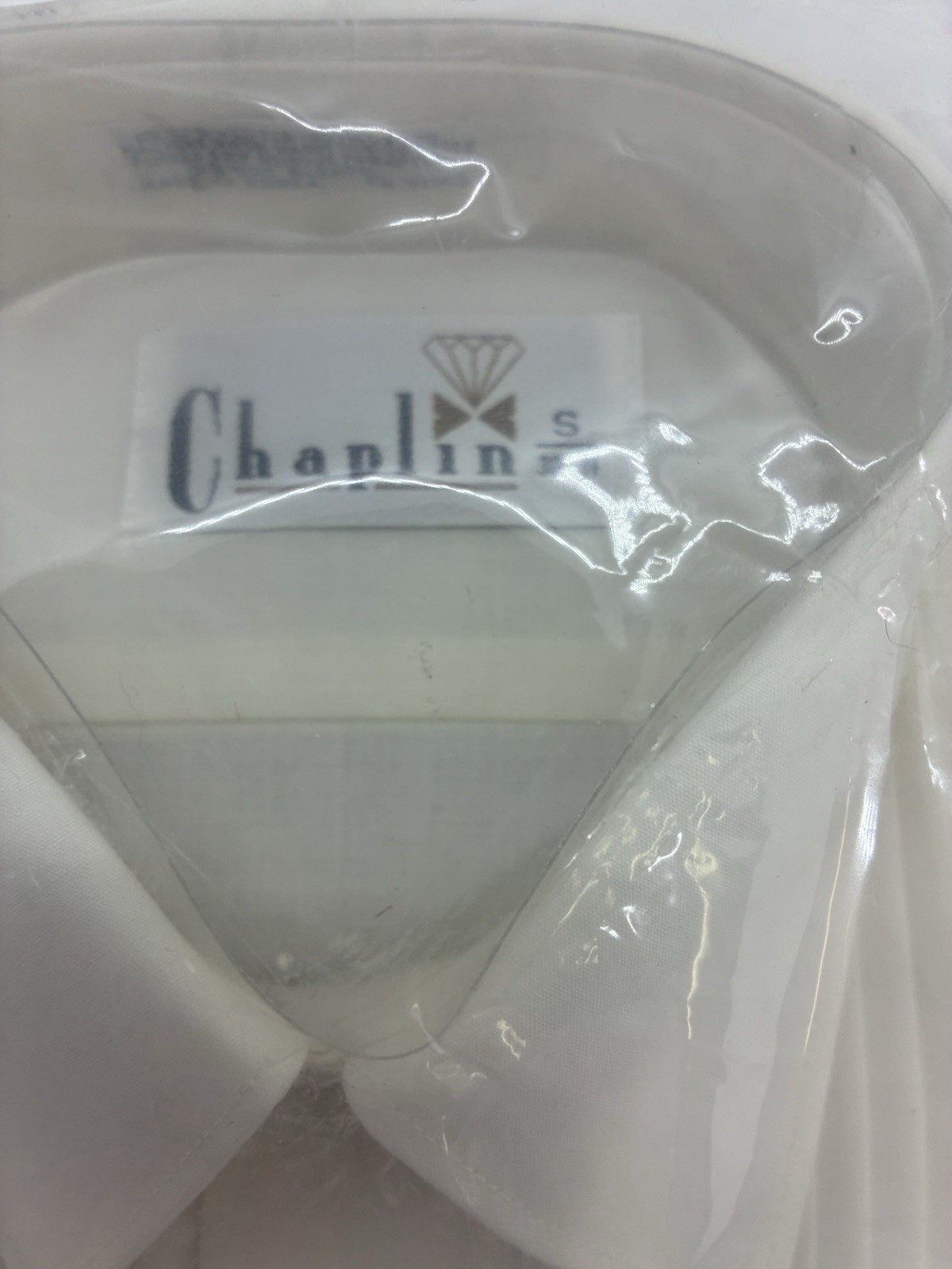 Cream Full Collar Tuxedo Shirt, S 30-31 New Deadstock Vintage Long sleeve w/blk