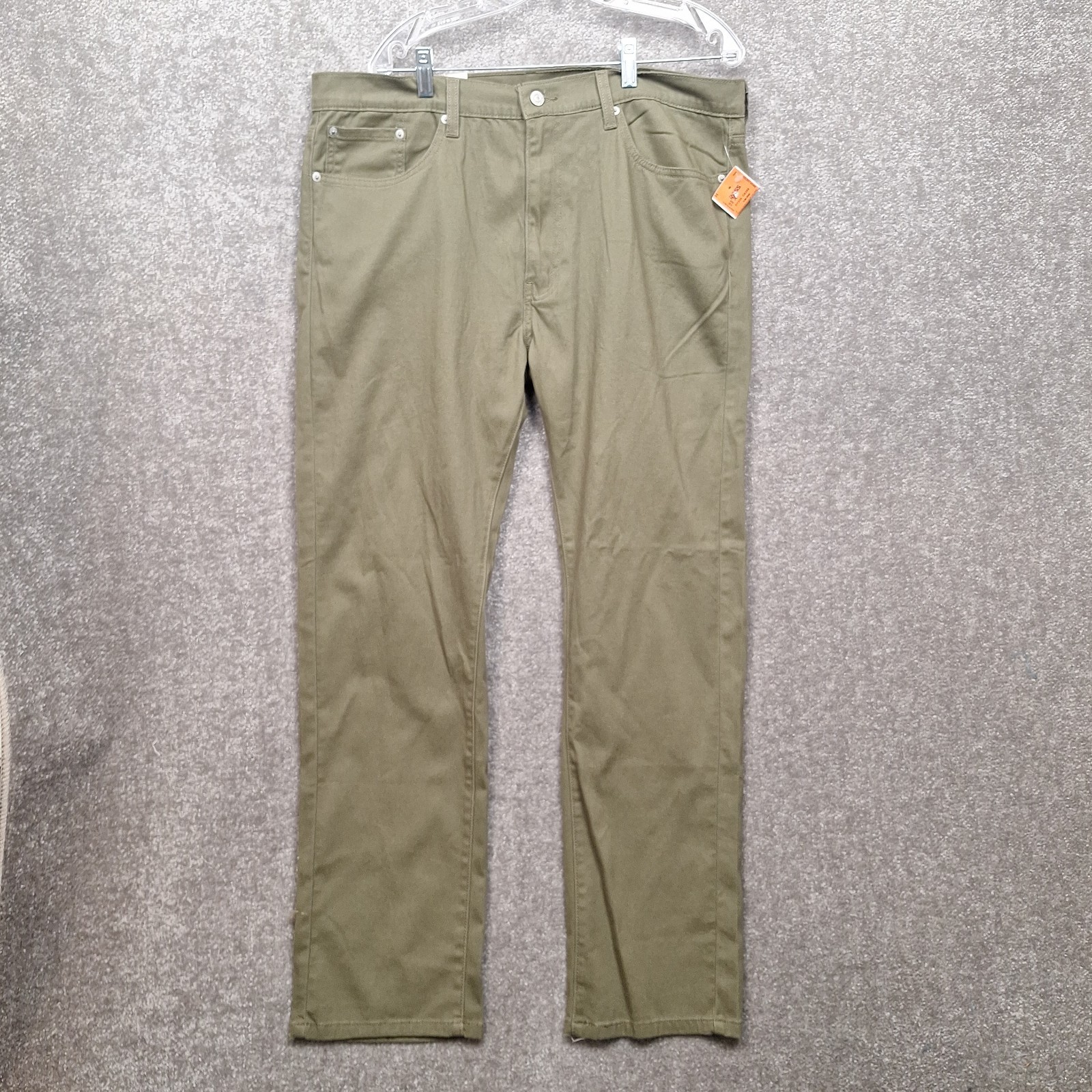 Levi’s 513 Slim Straight Pants Men’s 38×32 Chino Green Stretch Lightweight Jeans