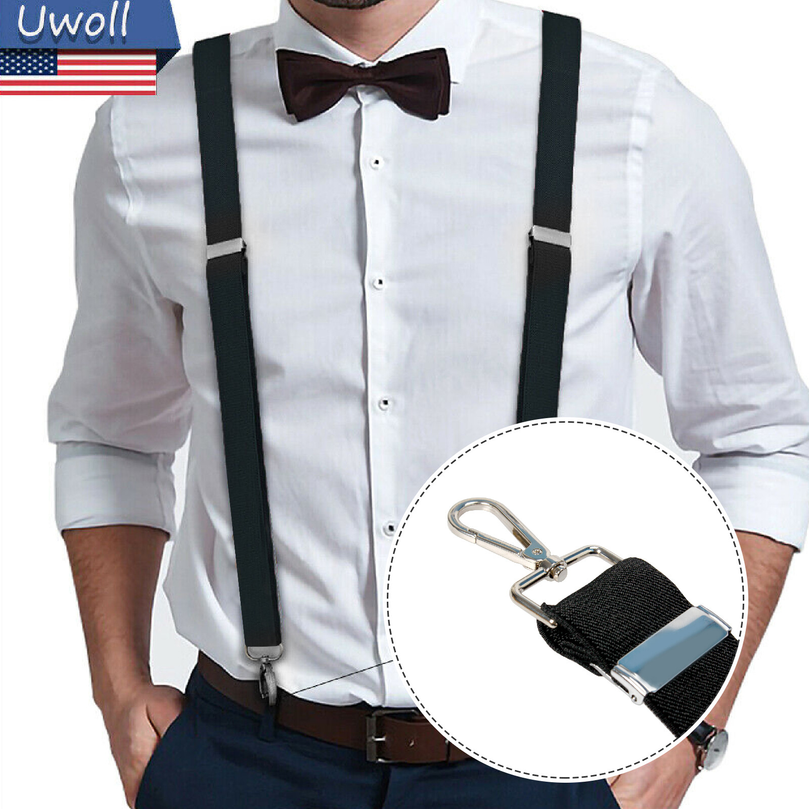 Men’s Suspender Y Back Adjustable Heavy Duty Elastic Y-Shaped Hooks Pants Braces