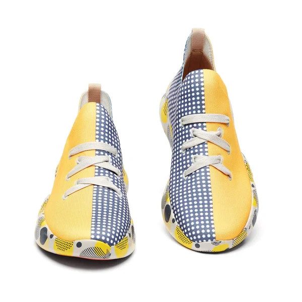 Women Size 5-12 UIN Slip On Canvas Comfortable Shoes Loafers “Grey & Yellow”