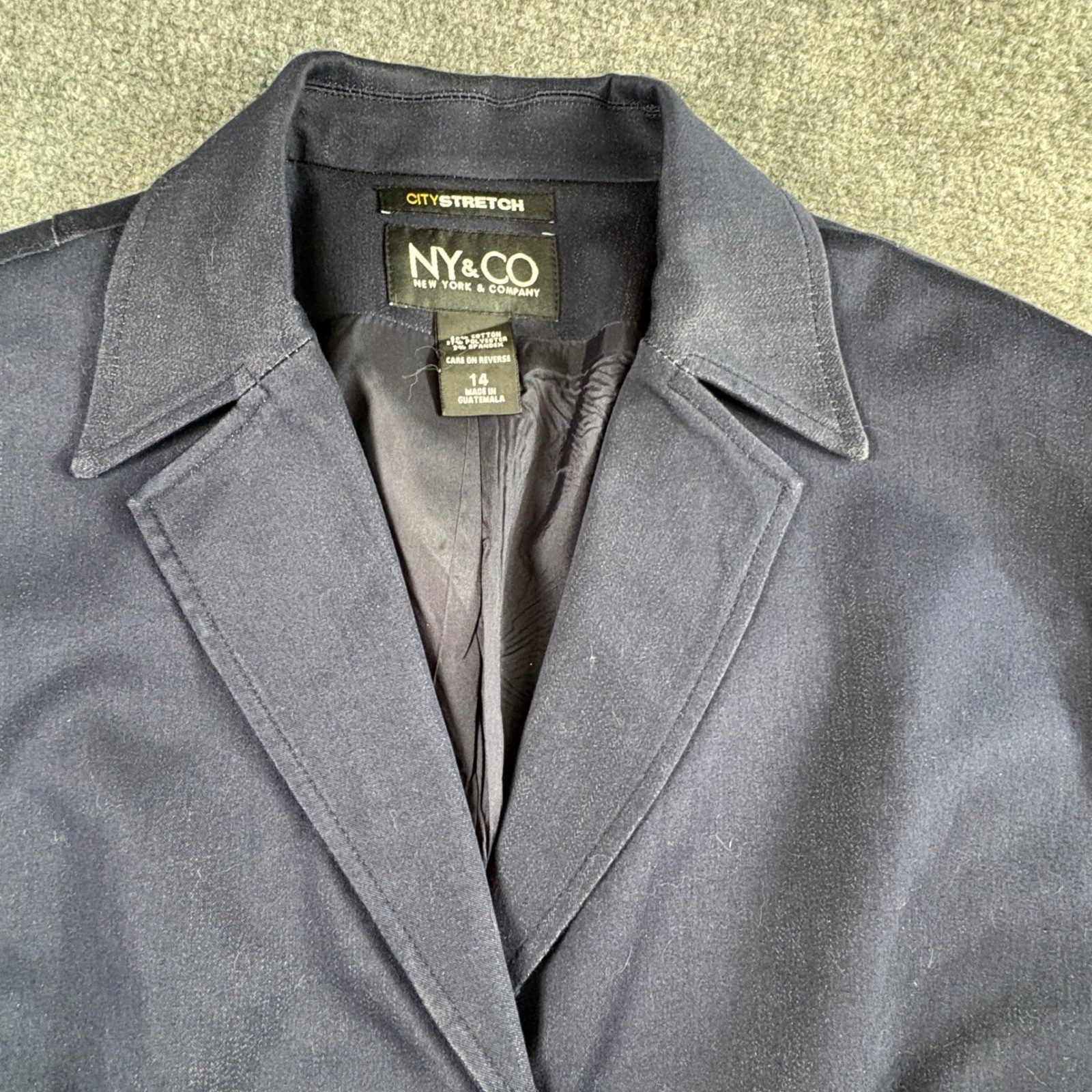 NY&CO City Blazer Womens 14 Navy Minimalist Classic Preppy Dark Academia Office