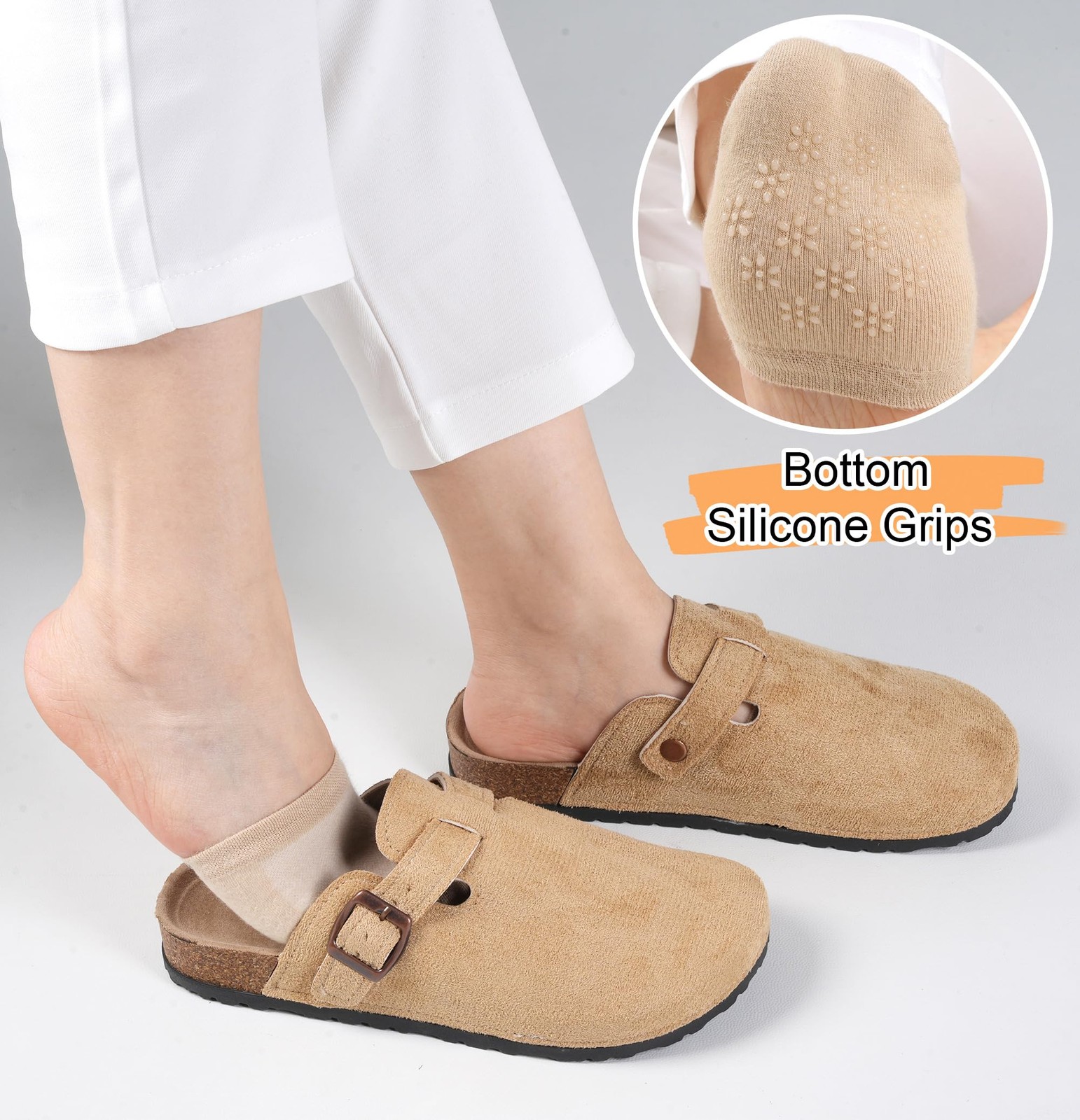 8× Invisible Toe Socks Womens for Mules Half Socks Toe Topper Covers Non-slip US