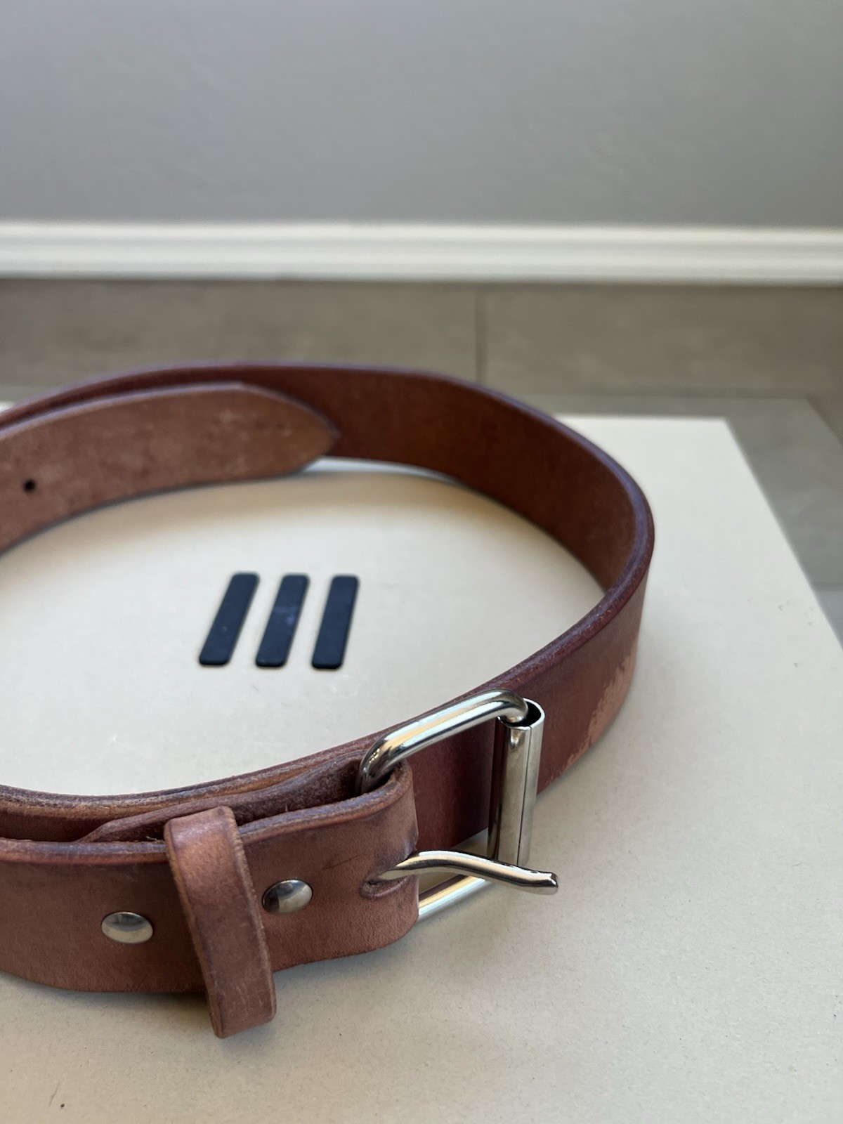 Gustin Heavyweight Steer Hide Hermann Oak Made In USA Brown Leather Belt Sz 40