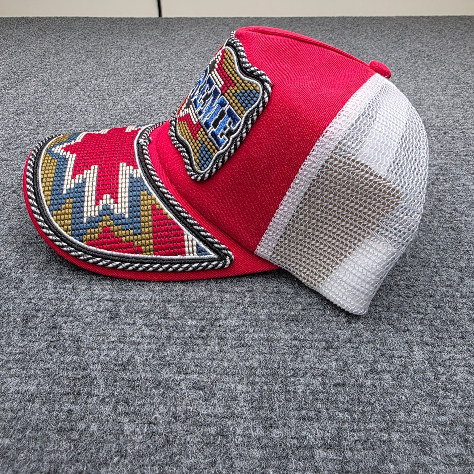 SUPREME Western Embroidered Mesh Back Trucker Hat Red SS26 New In Bag In Hand