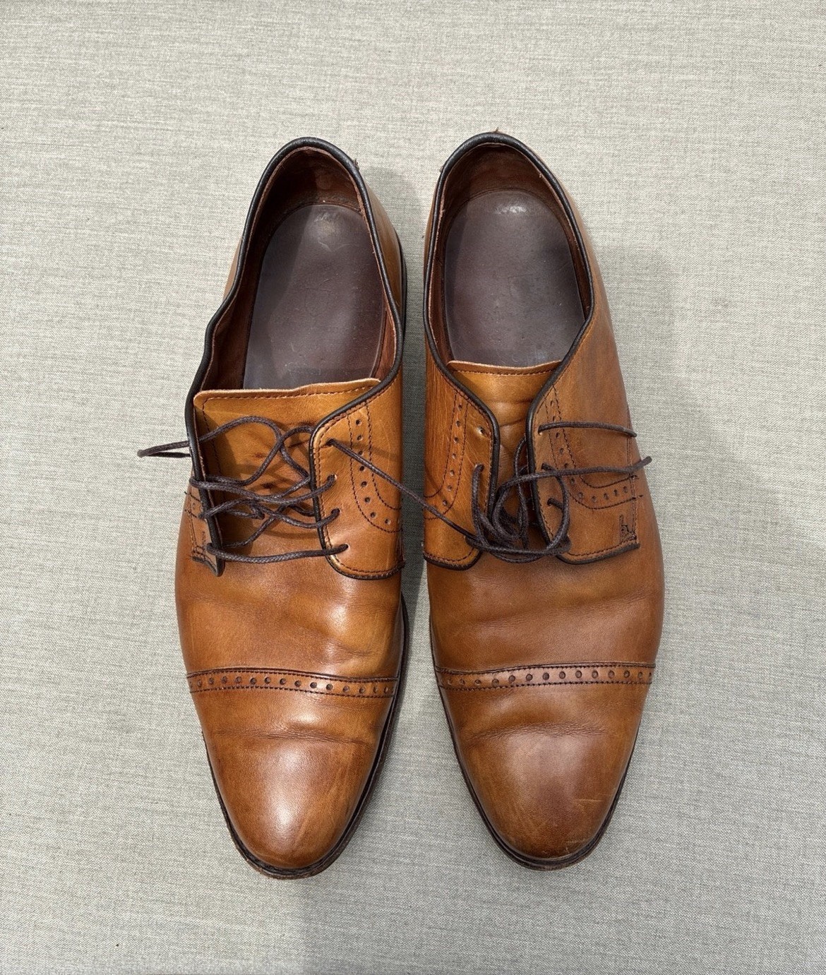 Allen Edmonds Sanford Cap-Toe Derby Men’s Brown Leather Cap Dress Shoes