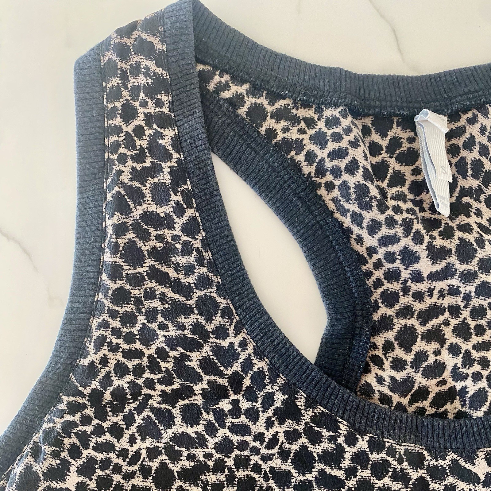 Joie Alicia Caviar Leopard Silk Racerback Tank with Side Pocket, size S