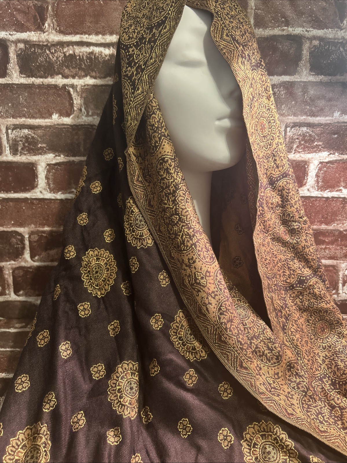 Pashmina 100% Wool Black and Grey Two Tone Reversible Fringe Shawl Scarf Wrap