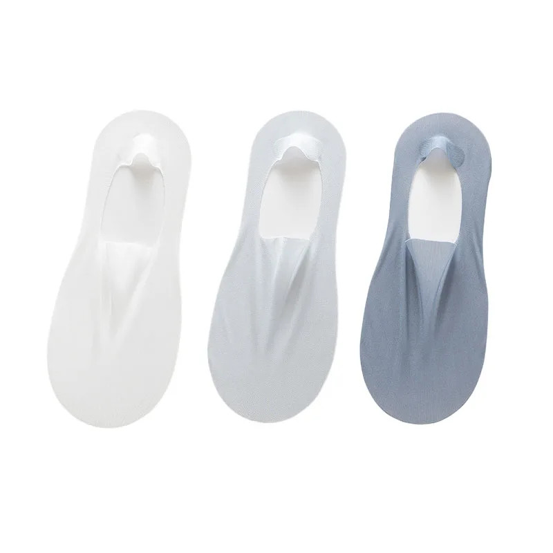 3 Pairs Boat Socks Men Ice Silk Thin Breathable Soft Low Cut Summer Socks