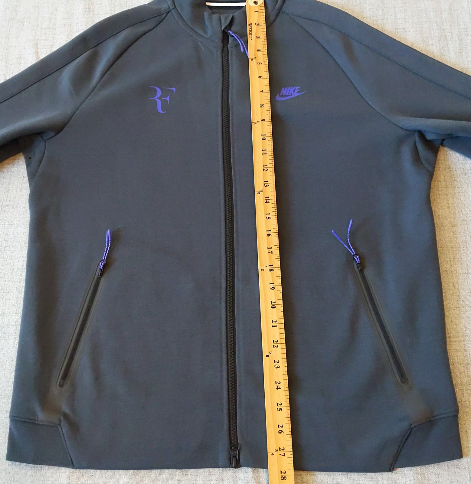 Nike Roger Federer RF Premier Tech Fleece Jacket Mens Gray L 2015 French Open