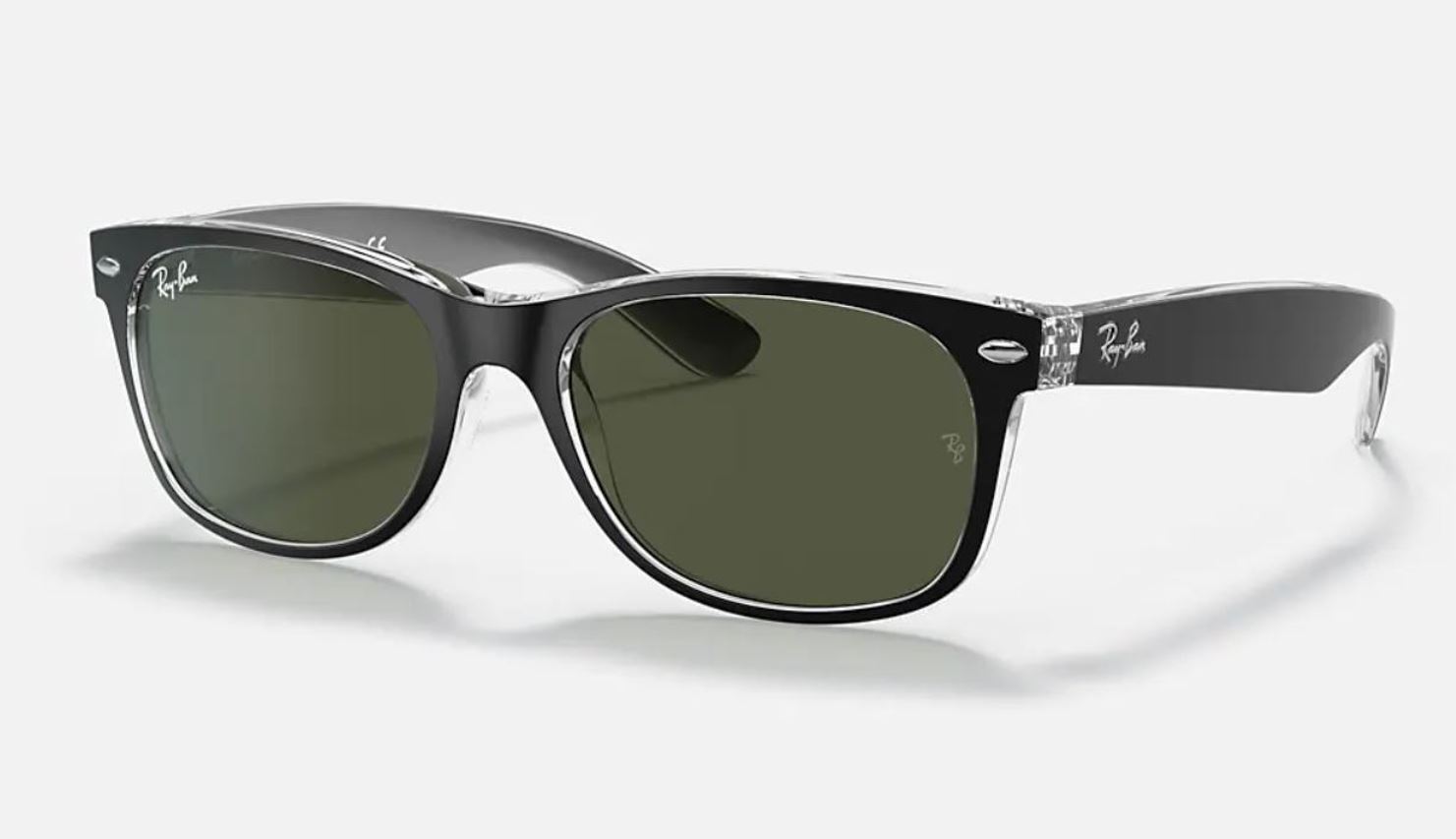RayBan New Wayfarer Color Mix Black Transparent/Green 52mm Sunglasses RB21326052