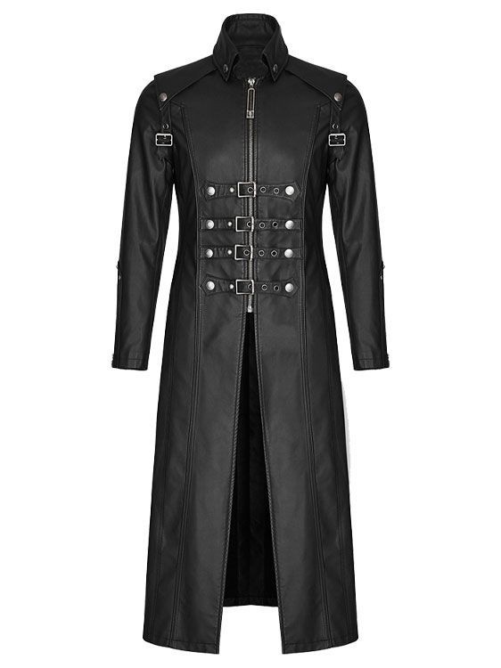 Steampunk Gothic Style Black Real Sheepskin Leather Trench Coat – ALL SIZES