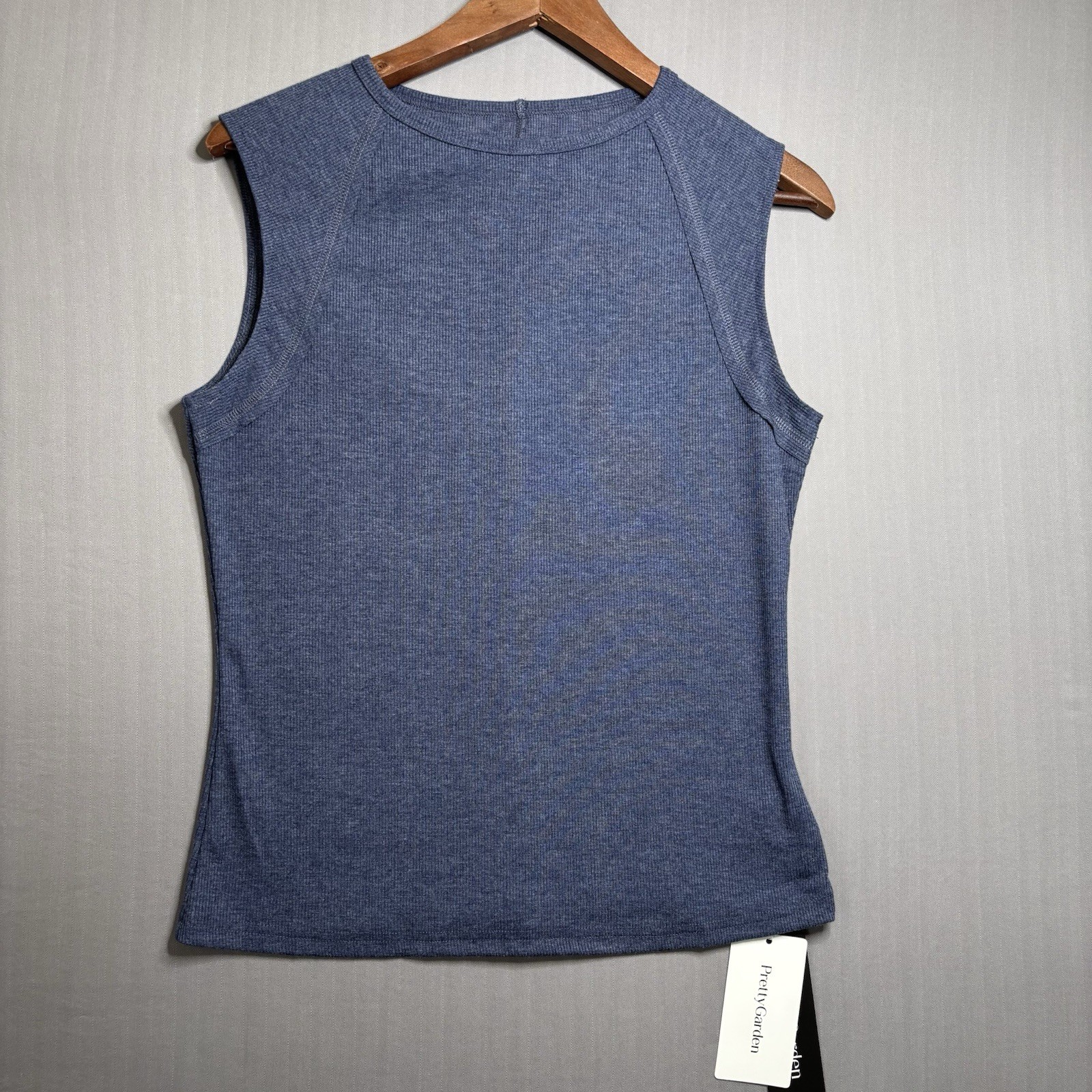 PRETTYGARDEN Ribbed Knit Tank Top Womens Medium Cap Sleeve Fitted Classic Chic