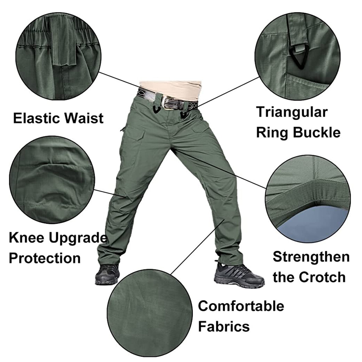 Mens Tactical Cargo Trousers Waterproof Hiking Military Outdoor Working Pants US