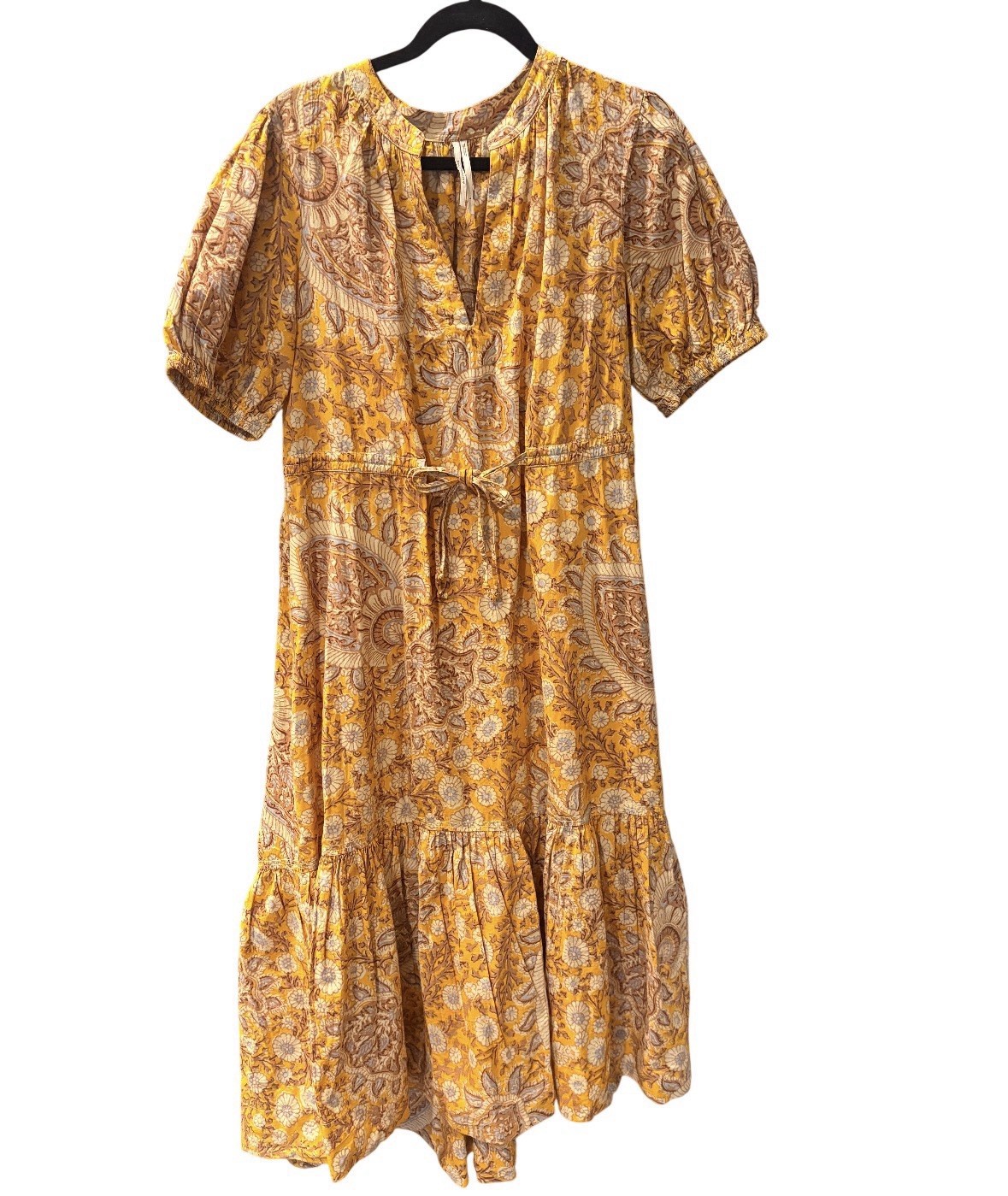 Anthropologie Paisley Printed Puff Sleeve Dress Size Large Retail $160