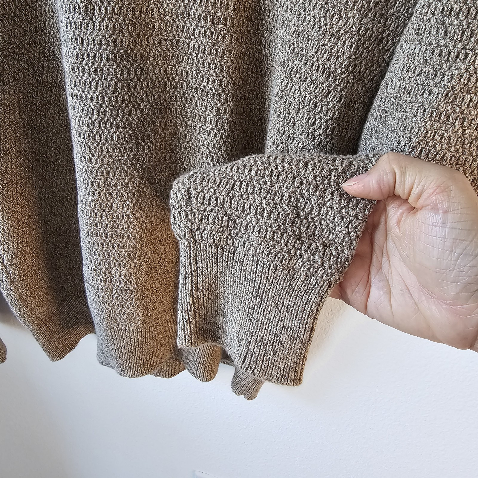 Chaps Mens Cardigan Sweater Cotton 3 Buttons Henley Elbow Pads Size Small Tan