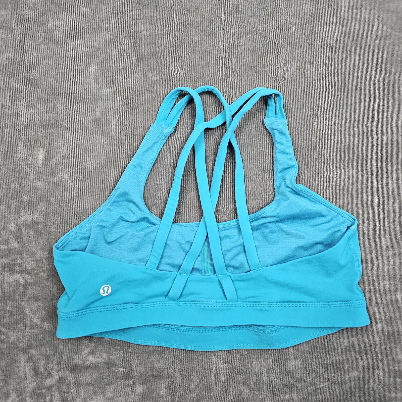 Lululemon Sports Bra Womens 10 Blue Strappy Crossback Yoga Athletic Gym Top
