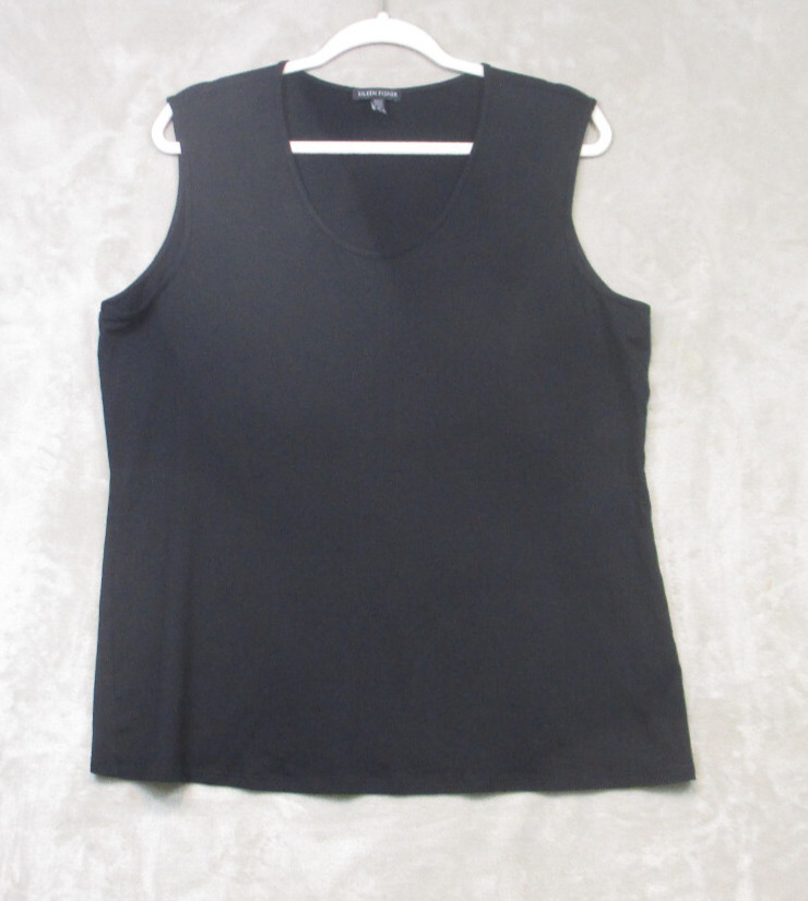 Eileen Fisher Women’s Sleeveless Tank Top Black 95% Viscose 5% Lycra Size XL/TG