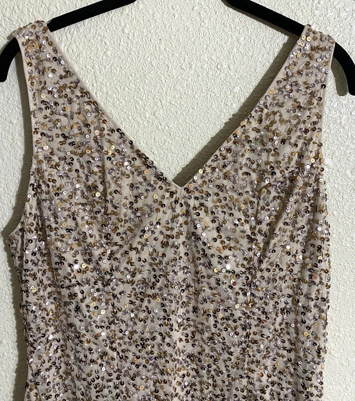 Mac Duggal Brown Beaded Fringe Sequin Mini Dress 4971 Size 8 NWT