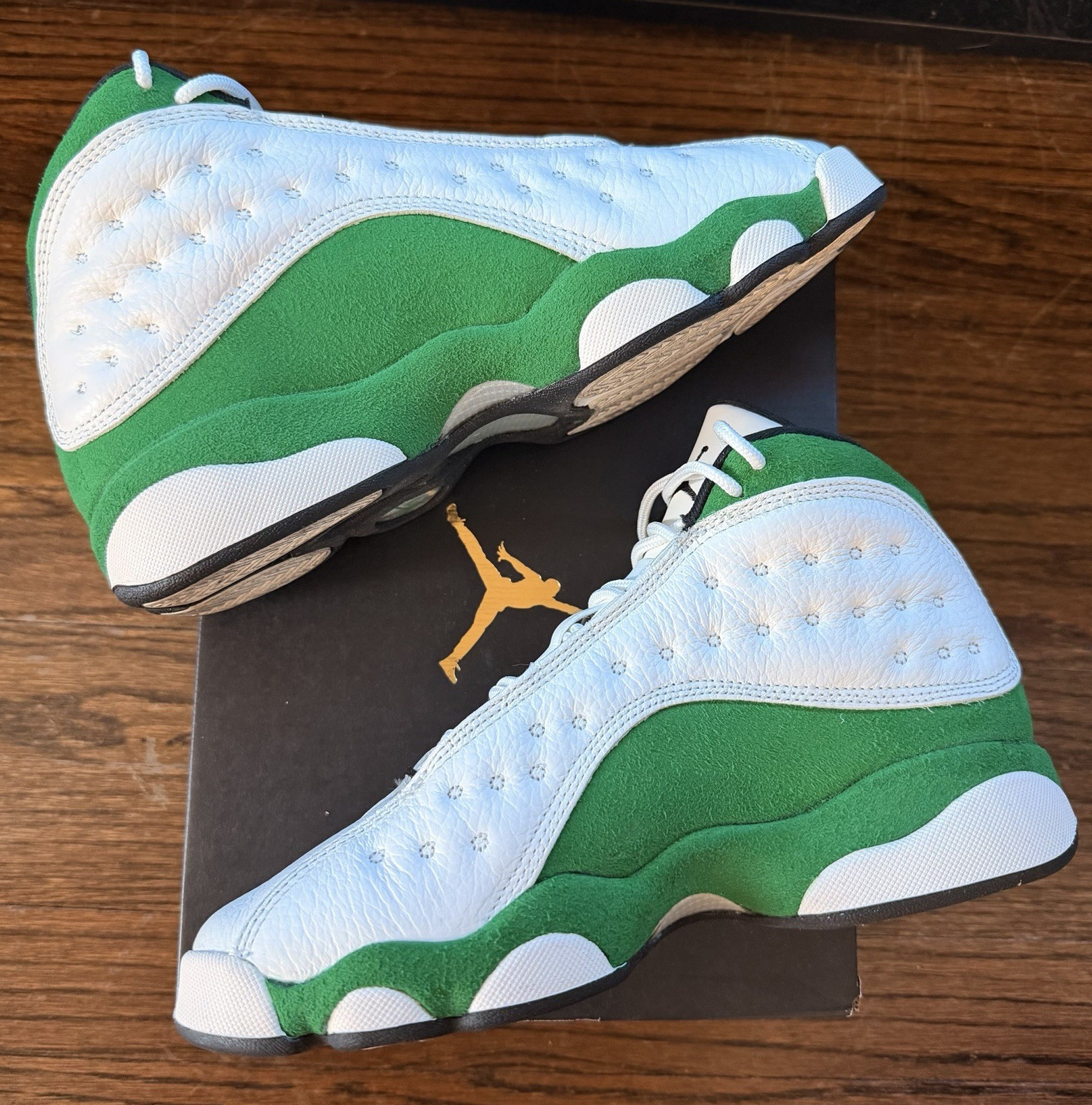 Jordan Air Jordan 13 Retro (GS) White/Green Leather Basketball Sneaker 5Y