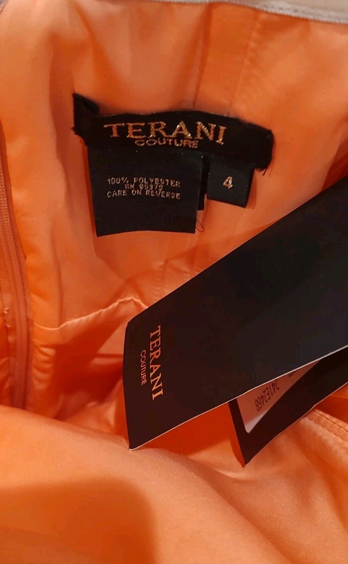Terani Couture 241E2468 Evening Dress Coral ~LOW PRICE~ NEW Authentic