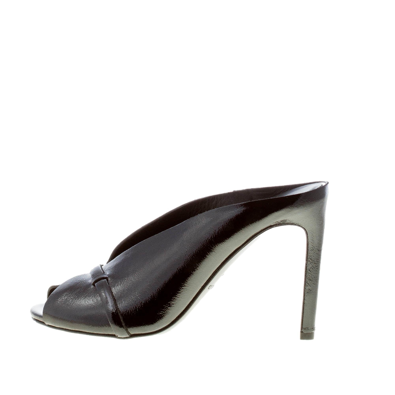 DEL CARLO women shoes Black patent leather Ami mule stiletto 10 cm made in Italy