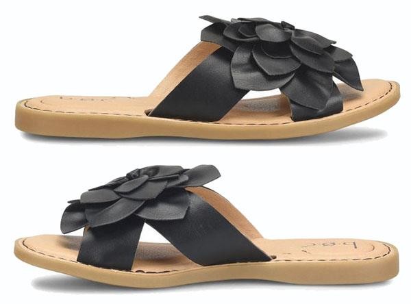 b.o.c. by Born Women’s Pretty Flowered Comfy Flat Slide Sandals, White and Black