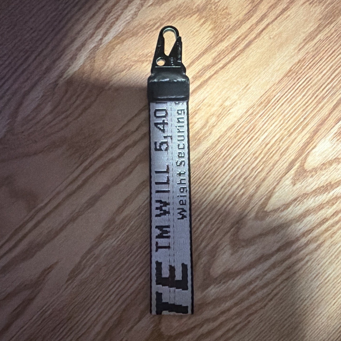 Off-White Gray/Black Logo Nylon Key Chain Strap w/ Metal Carabiner Clip