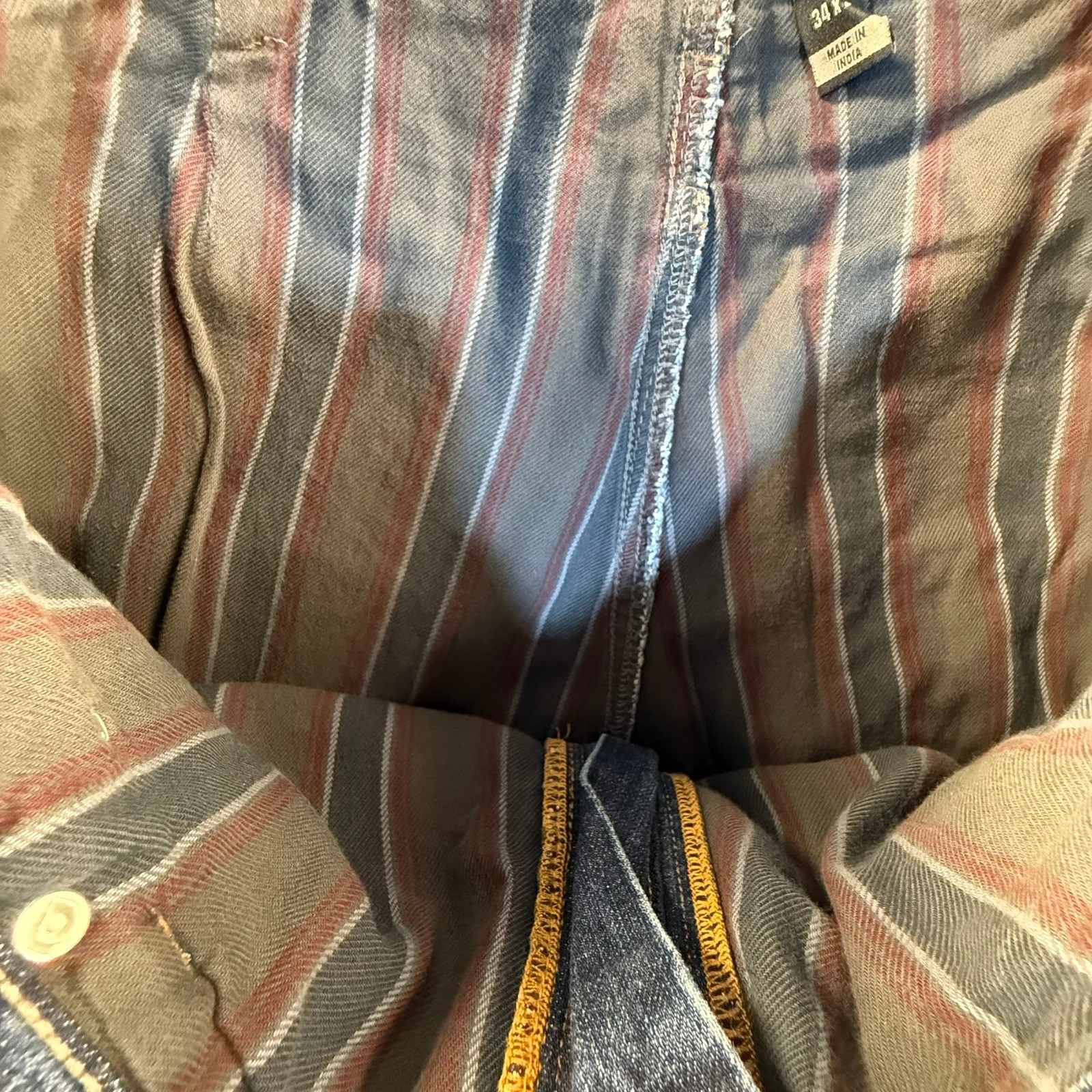 Carhartt Mens Relaxed Fit Flannel Lined Jeans Blue Denim Straight Leg 34×34