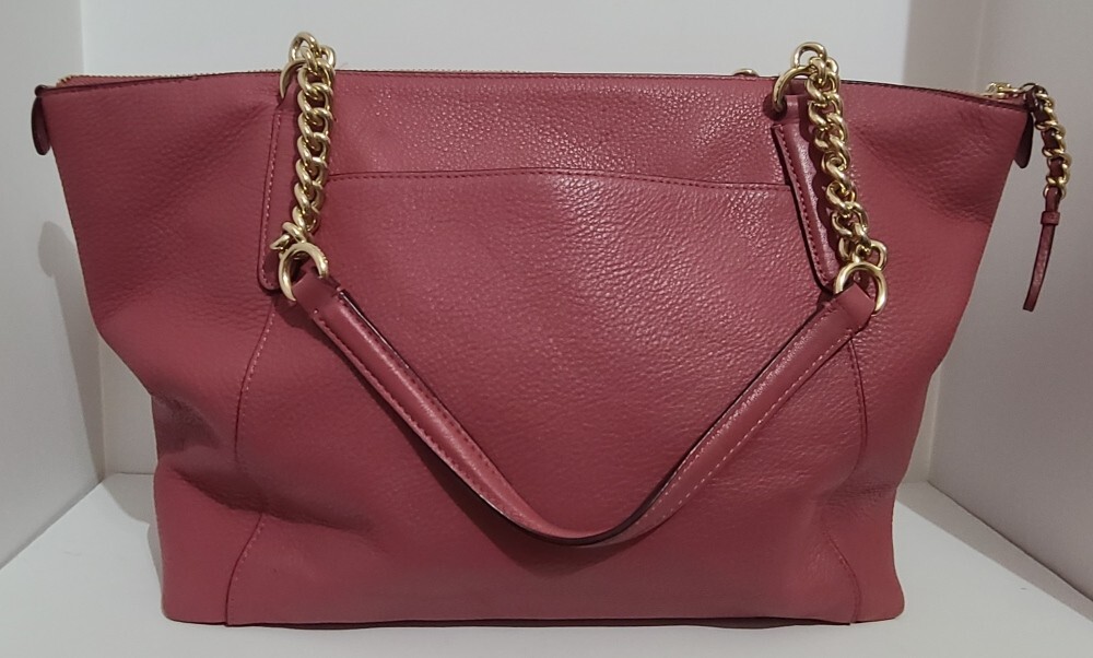COACH Ava Chain Tote Pebbled Leather Bag Rouge #F22211