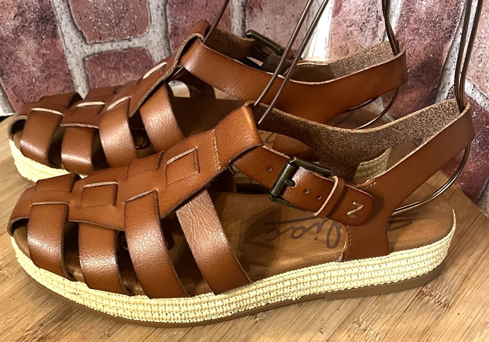 ZODIAC BROWN GRETA FISHERMAN ESPADRILLE FLAT SANDALS 9M