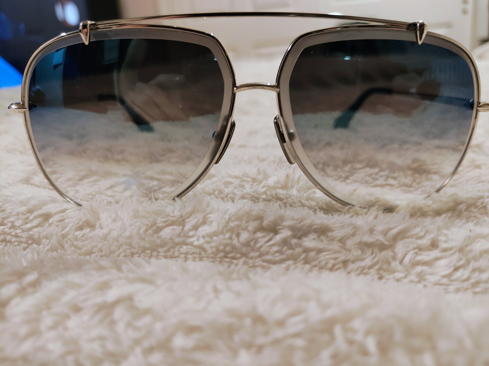 DITA TALON 23007-E-SLV-62 AVIATOR SUNGLASSES SILVER FRAME BLUE GRADIENT LENSES