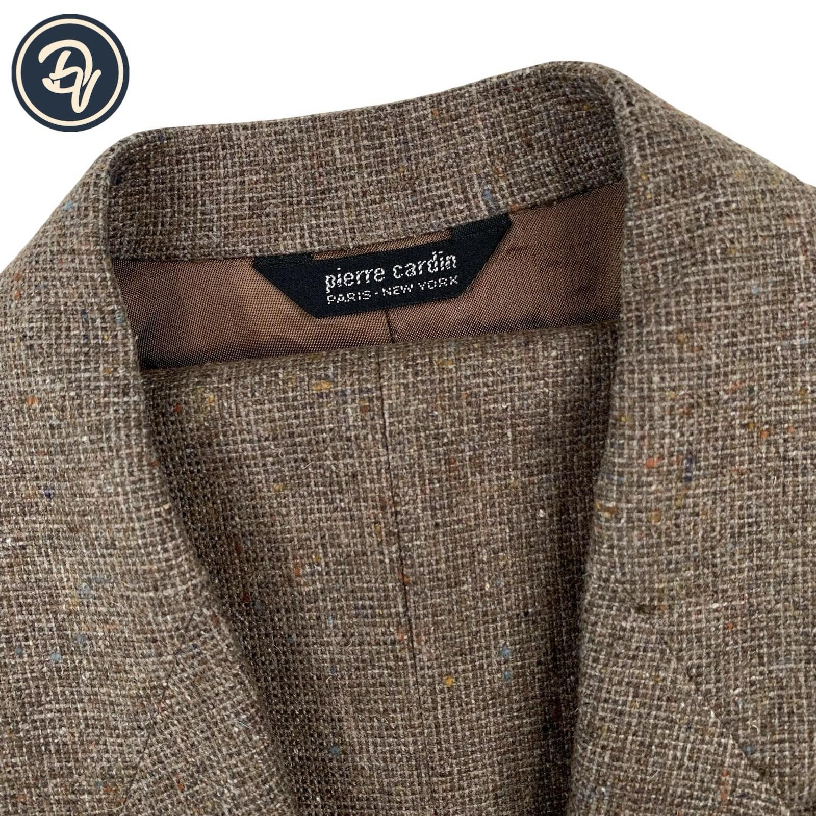 1980’s 38 R Pierre Cardin Brown Speckled Tweed Patch Pocket Slim Fit Wool Suit