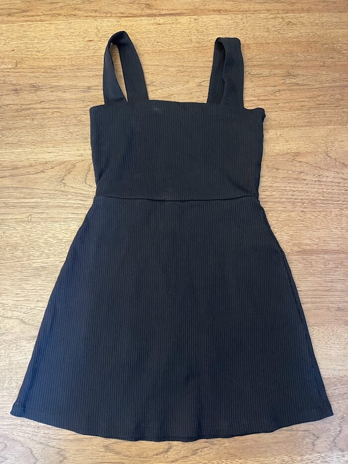 PINK Victoria’s Secret Black X-SMALL Rib Square Neck Active Sleeveless Dress VS