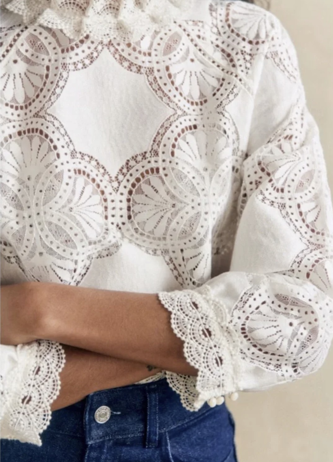 Sezane Bianca Blouse Écru. – Size 42 – NEVER WORN