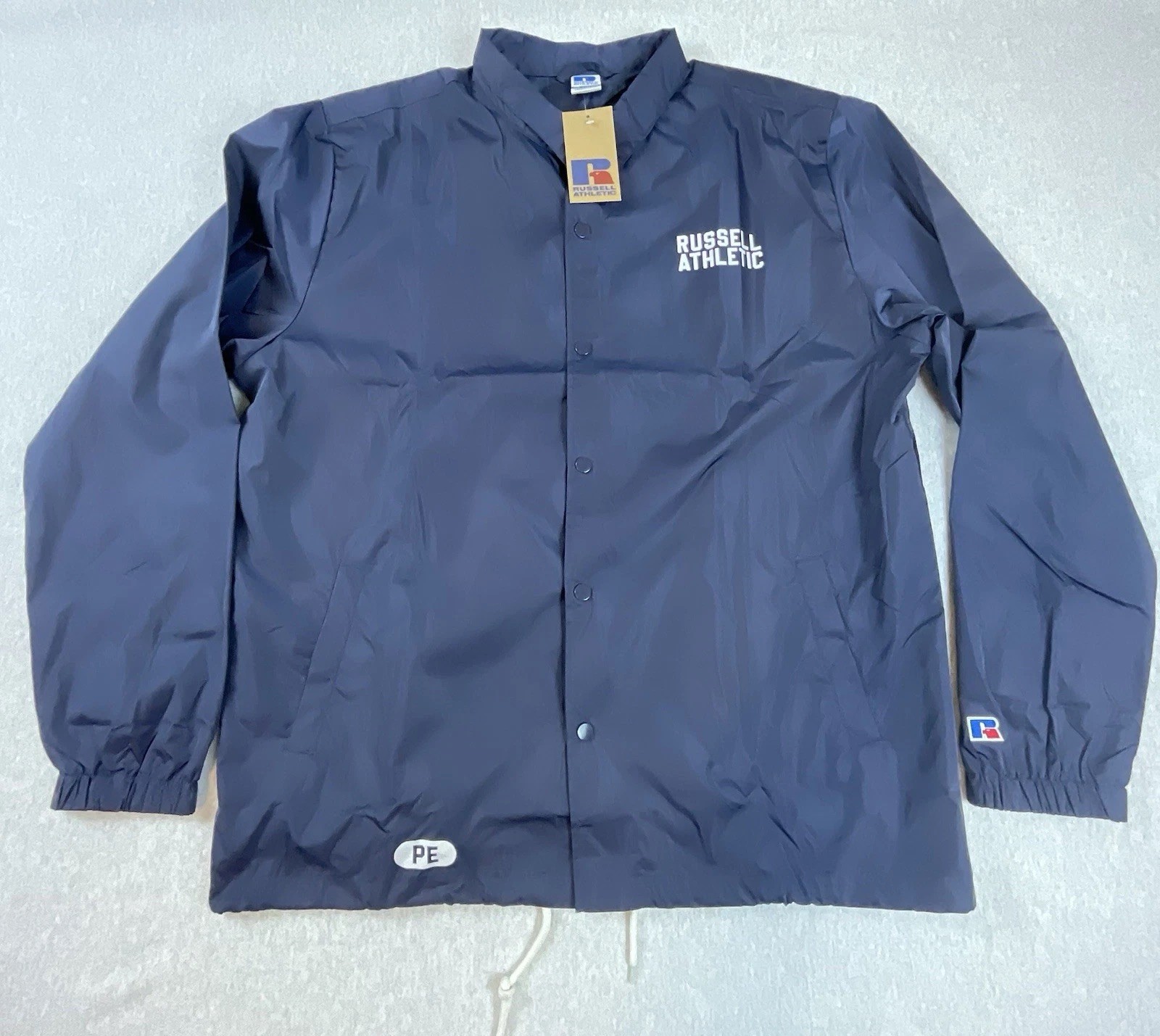 Russell Athletics Coaches Jacket Mens Snap Close Windbreaker Lightweight Sports