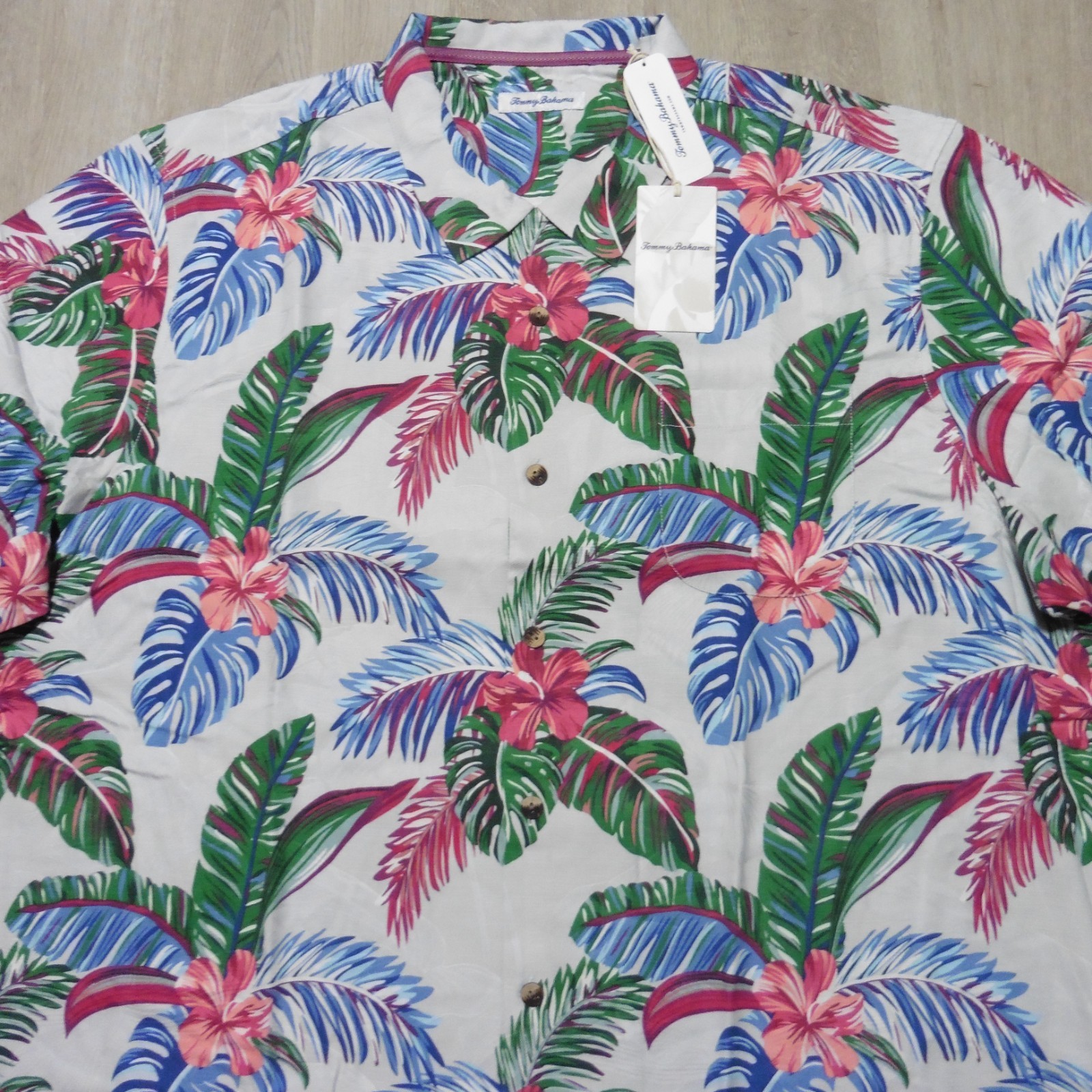 TOMMY BAHAMA Mens 3XLT 3XL TALL HAWAIIAN SHIRT FROND FUSION BREEZE SILK COOLMAX