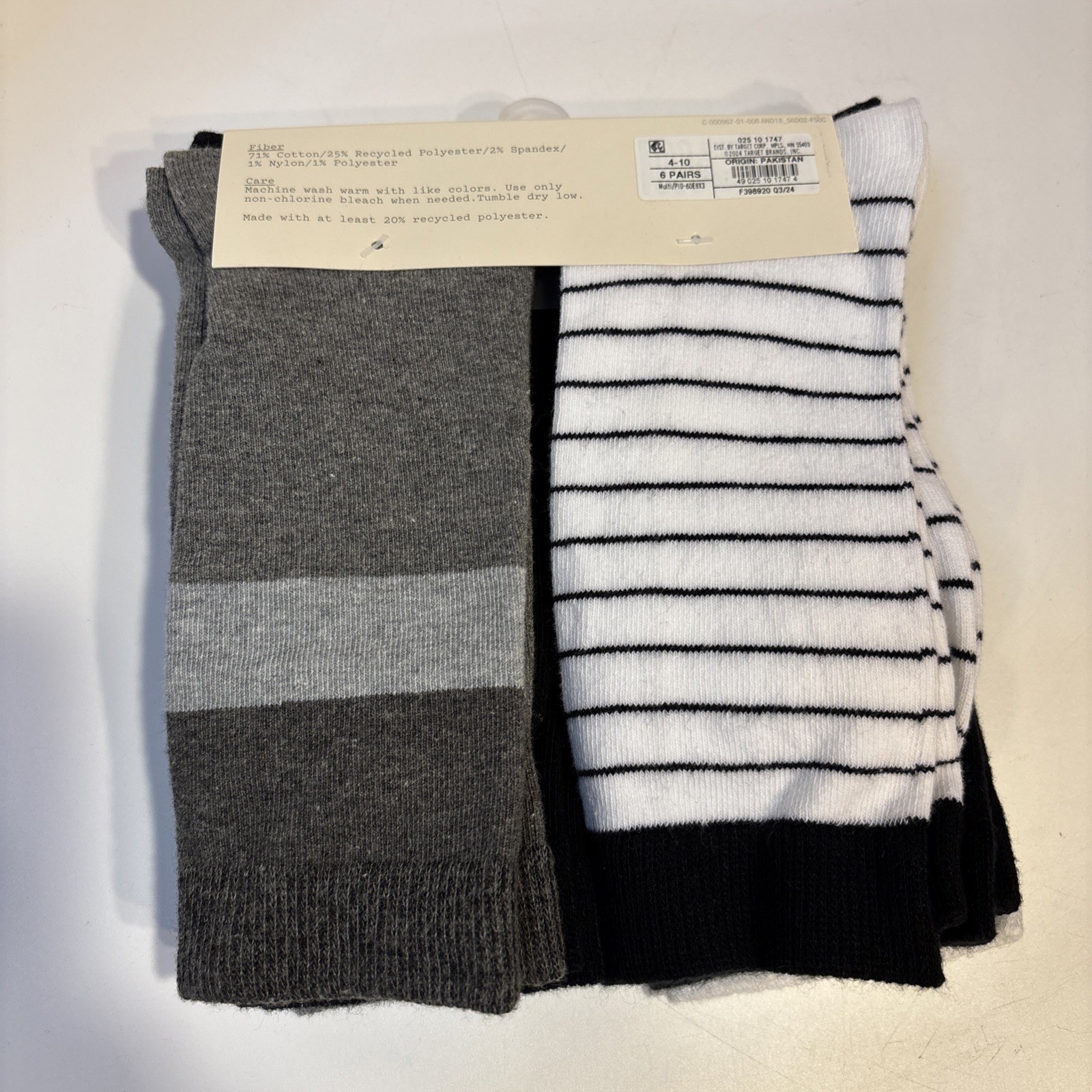 A New Day 6 Ct. ea Cotton Blend Crew Socks Solid & Patterned Size 4-10