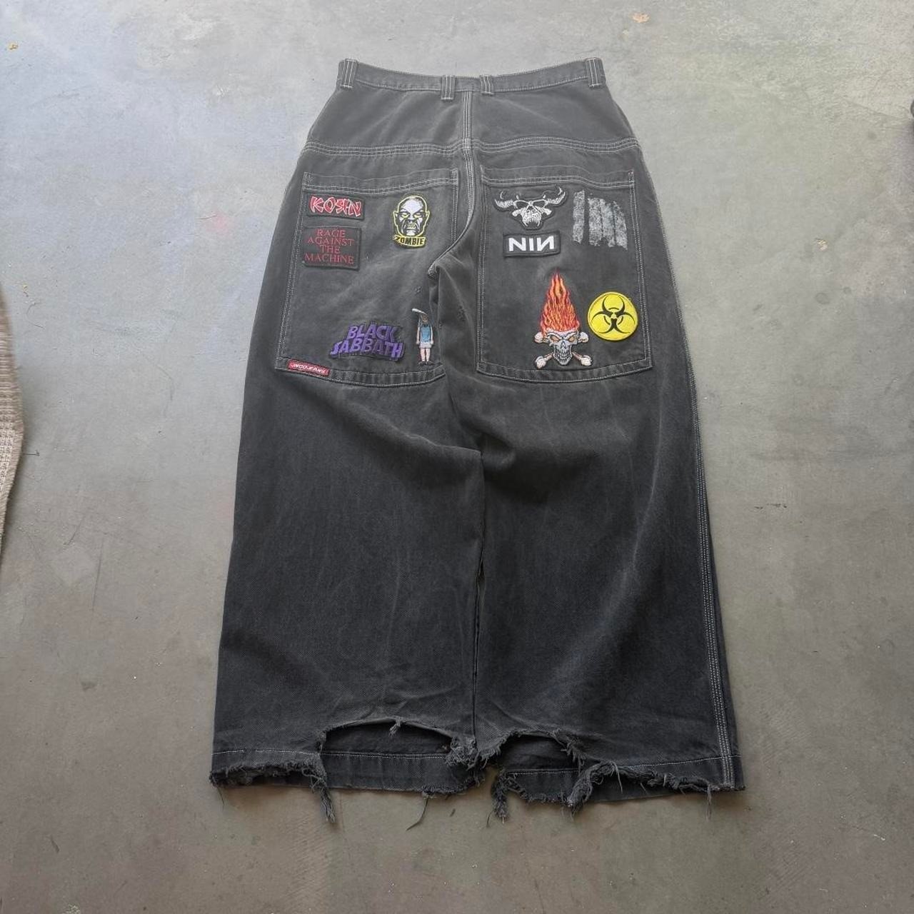 Jnco flaming skulls with patches