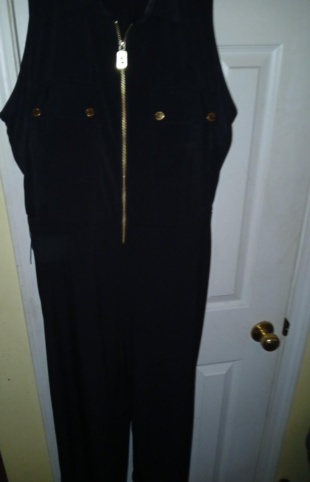 Michael Kors Black With Gold Accents, Size XL. Below The Knee Jump Suite Strechy
