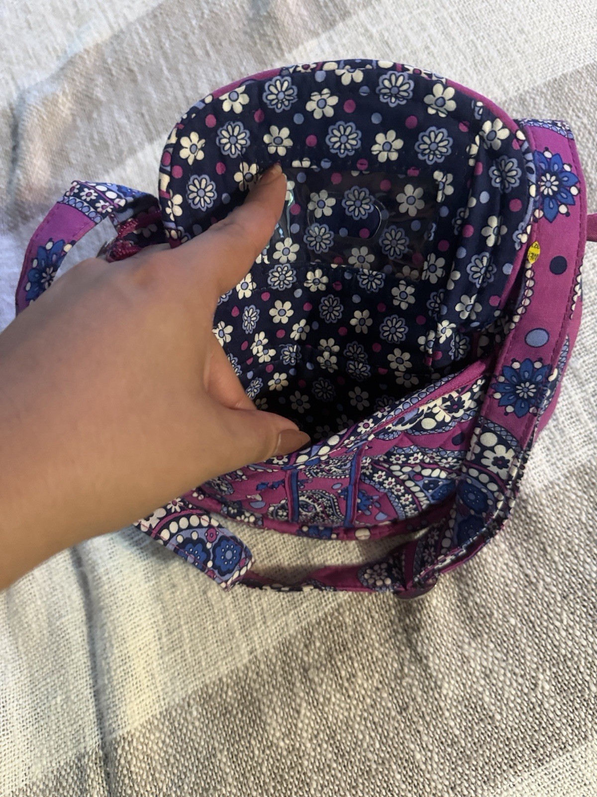 Vera Bradley Small Purple Paisley Crossbody Bag Zip Closure Lined Pockets