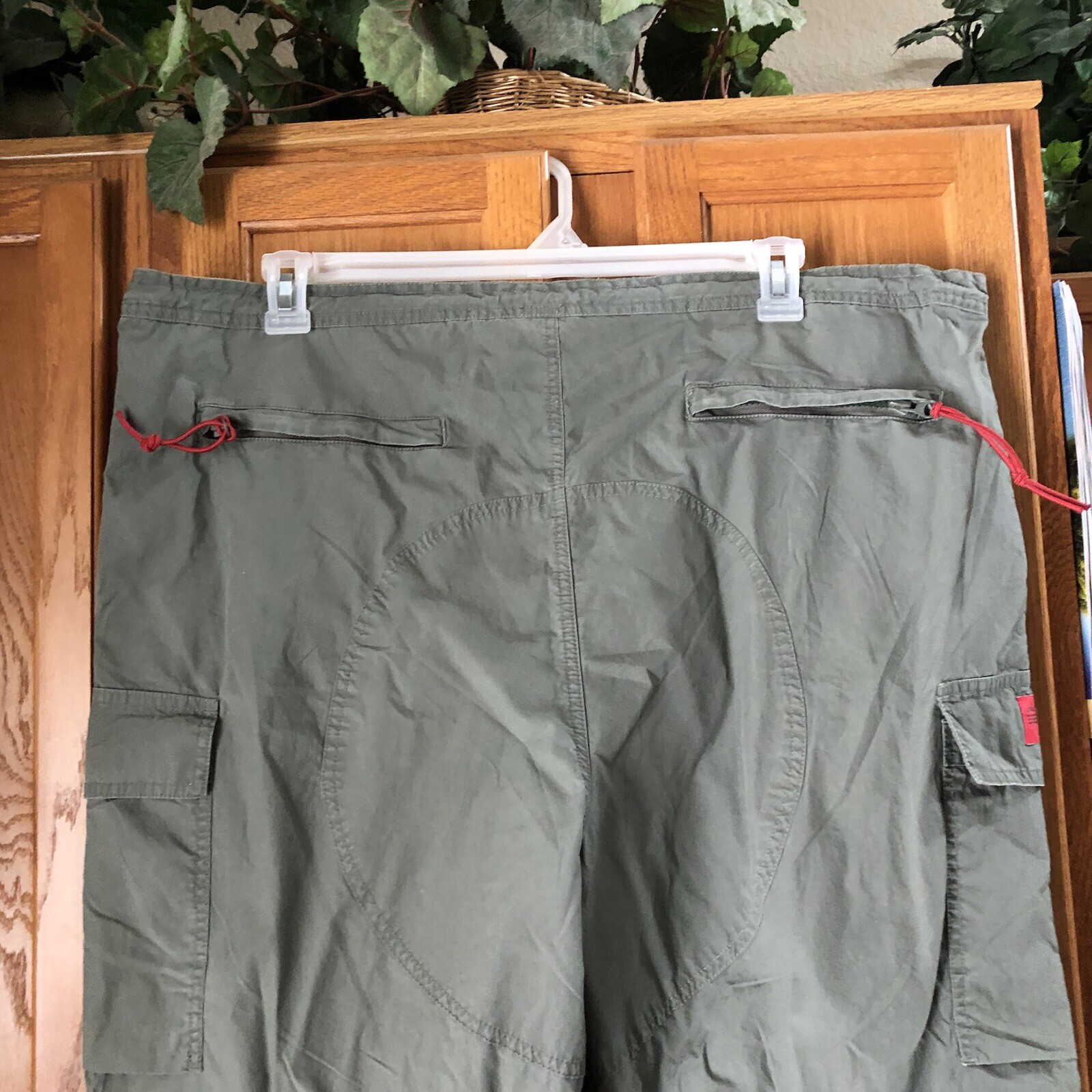 Vintage Structure Men’s Wide-Leg Parachute Pants 100% Cotton Olive Green XL