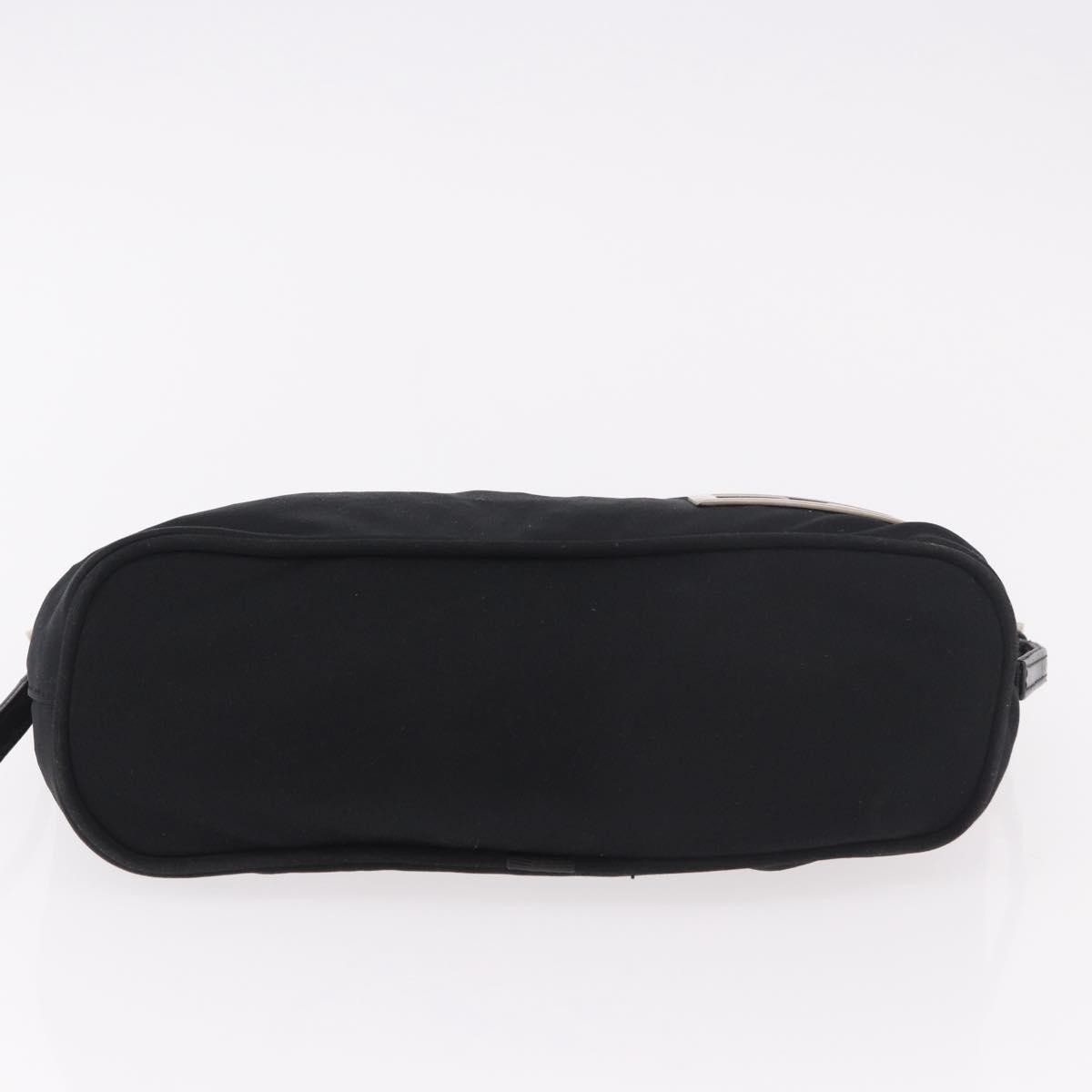 FENDI Shoulder Bag Cotton Jersey Black Silver Auth 186864