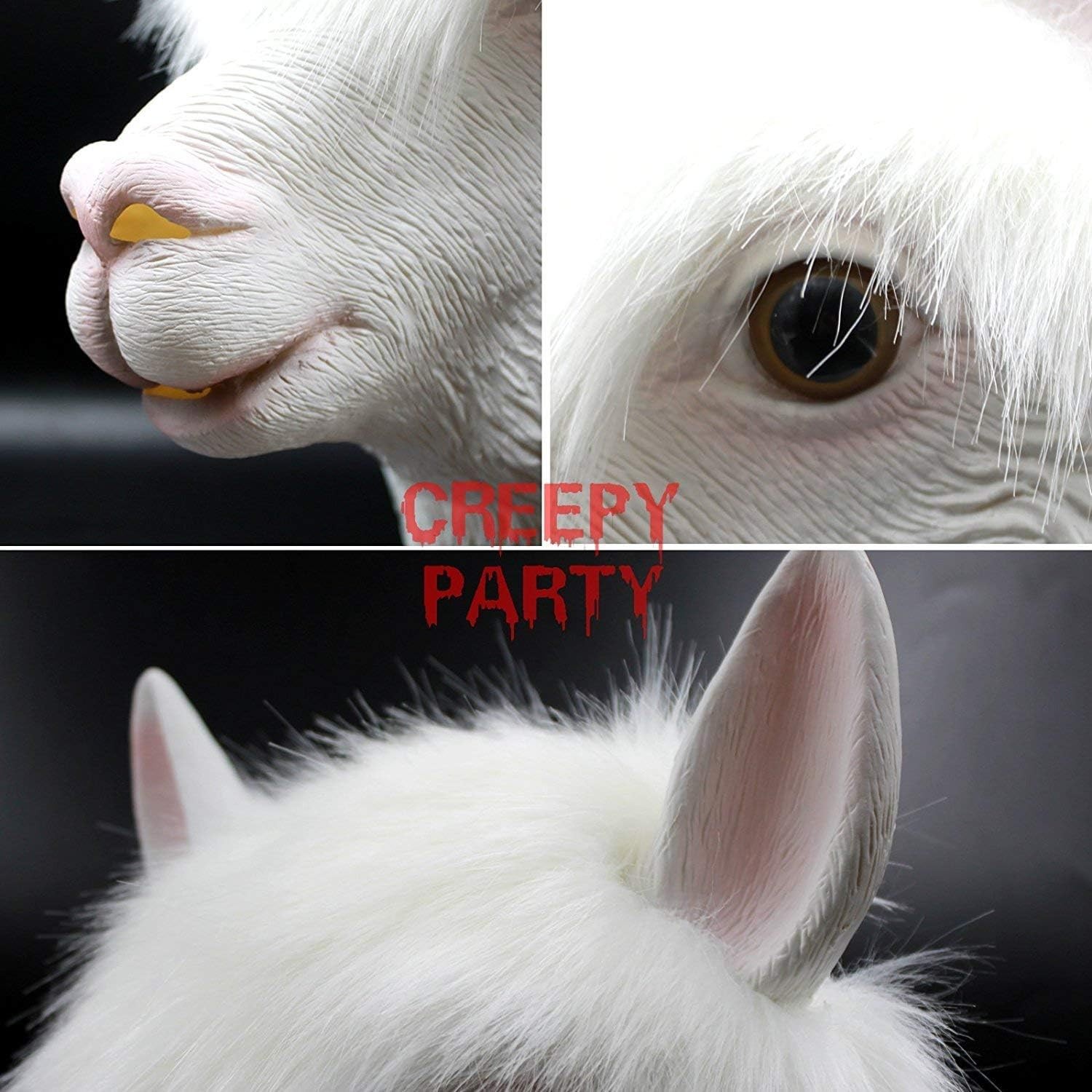 CreepyParty Alpaca Mask for Adults, Natural Latex One Roomy Adult Size, White