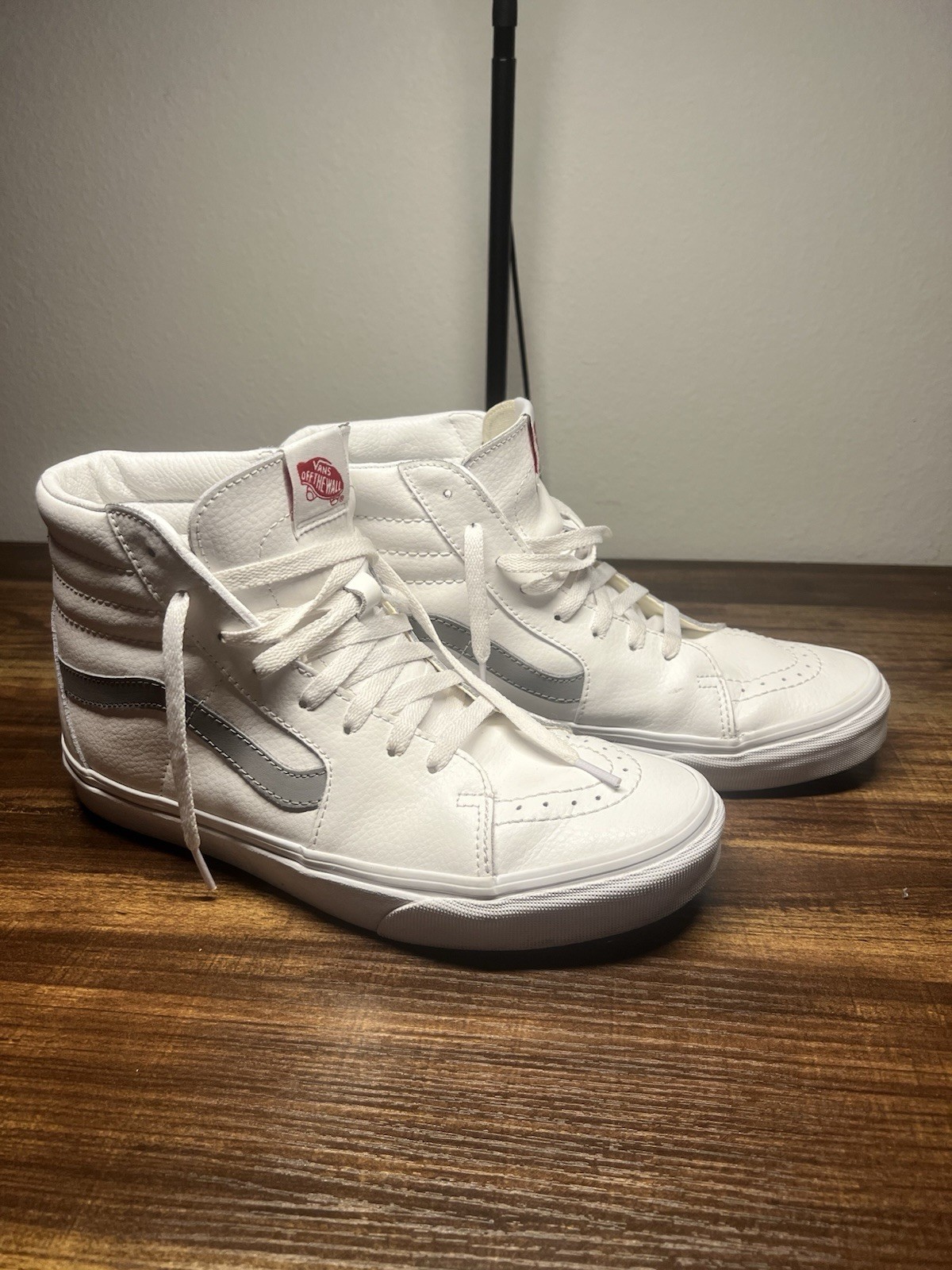 VANS Sk8/Hi Custom Leather White & Grey High Top Sneakers Men’s 9.5